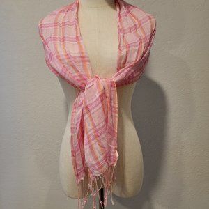 Cotton Scarf with Accent - 10x60 Inches, Pink/White Excellent Condition!